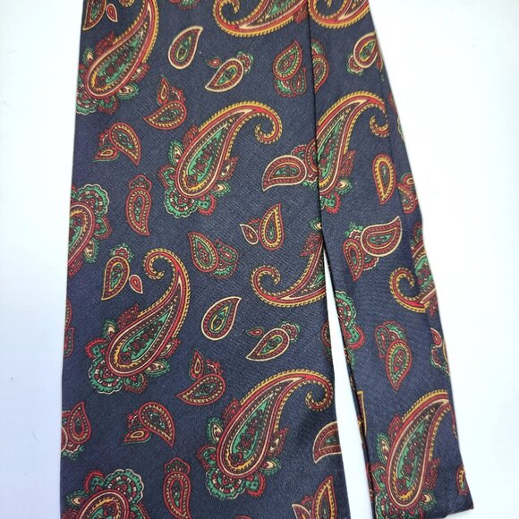 Domenico Franco Tie Men's 100% Italian Silk Necktie Paisley Pattern Blue - Picture 3 of 6